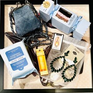 Statement Denim Bag and Beauty Bundle NWT